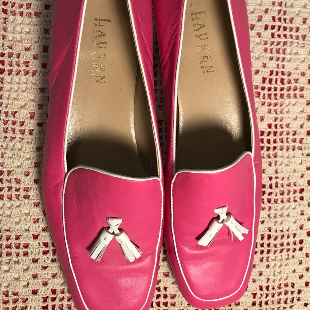 Preppy Pink Tassel Loafer Flats by LAUREN 8B Nice!